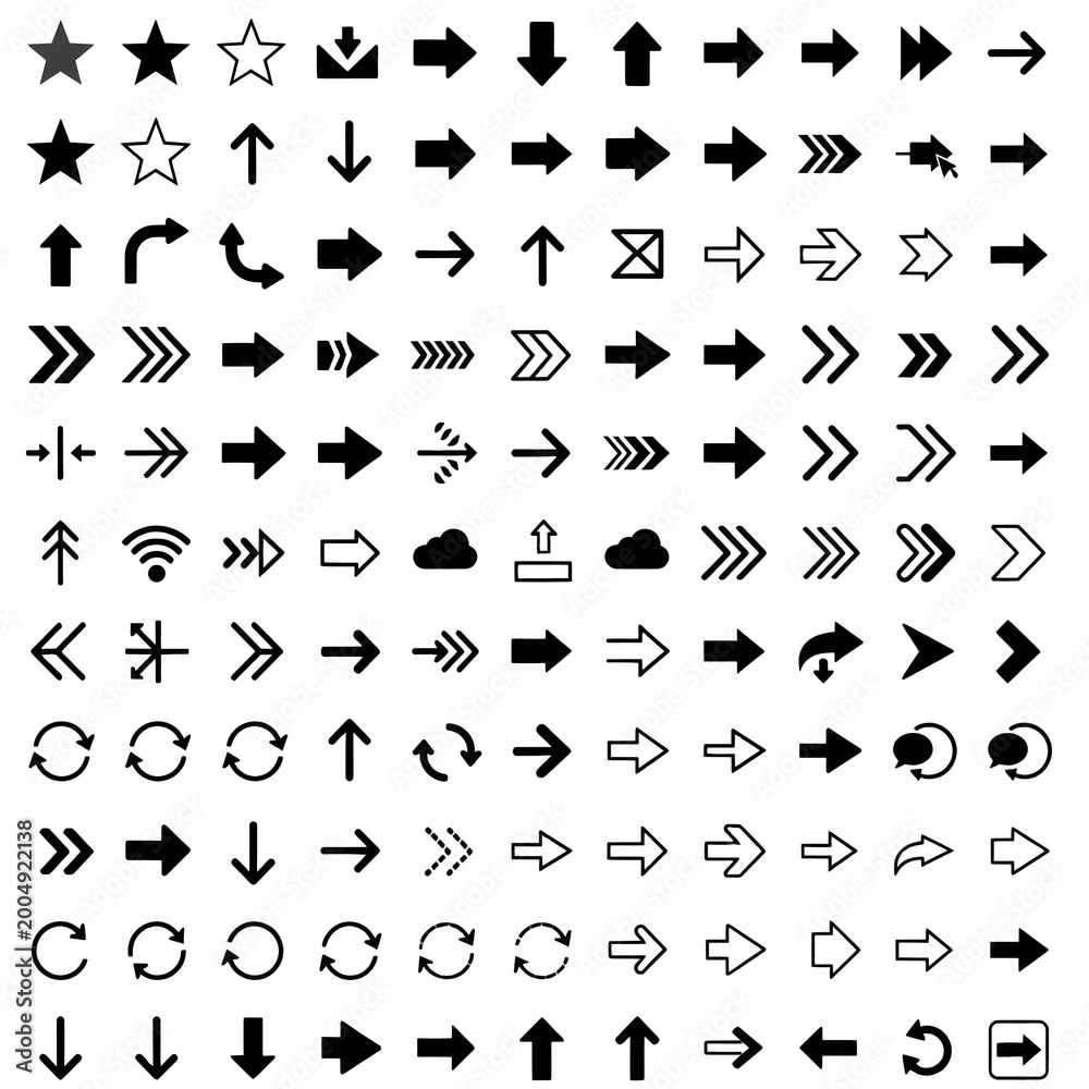 Naklejka premium Arrow Icons Set PNG, UI Elements, Transparent Background