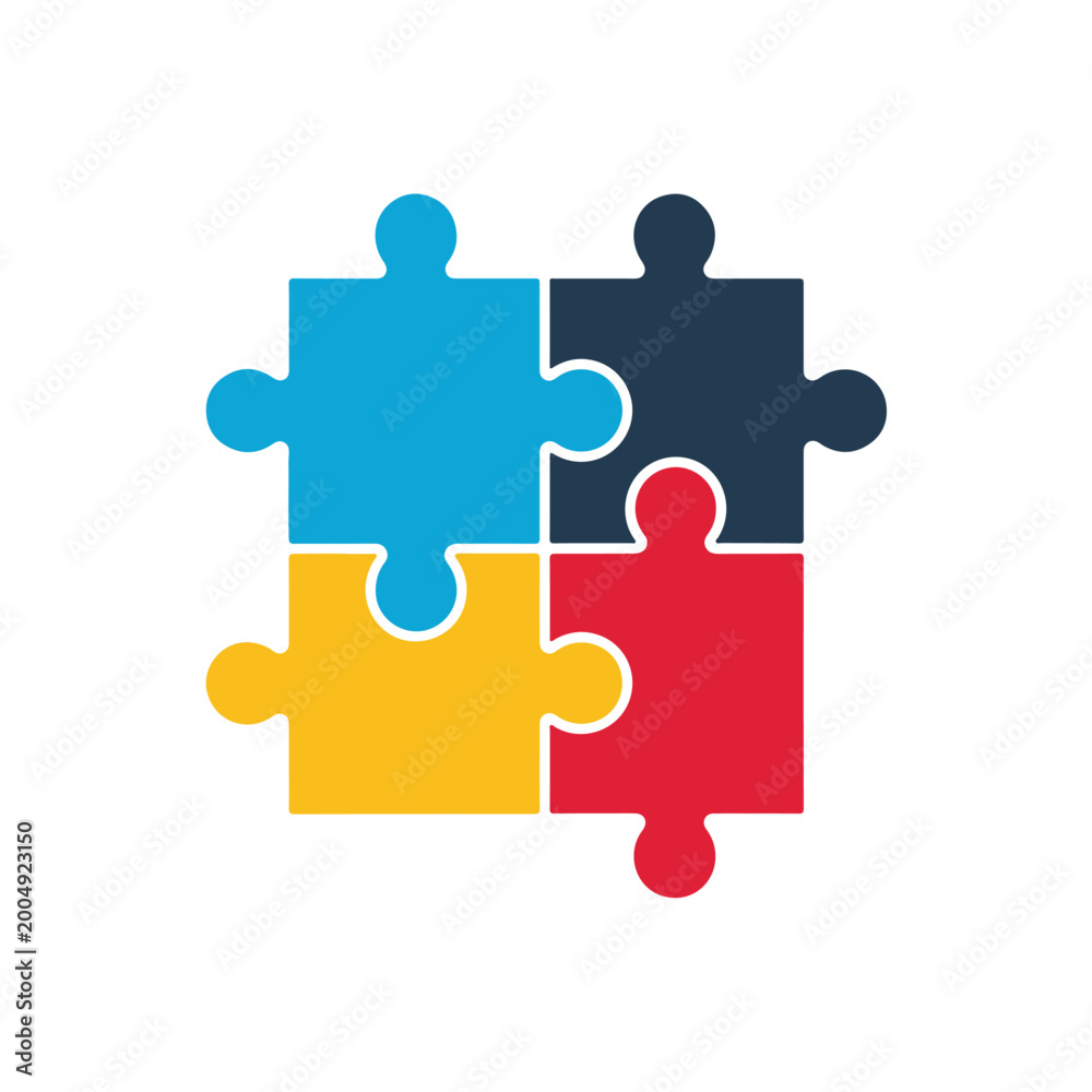 Fototapeta premium Colorful Puzzle Pieces Assembled, Teamwork Concept Illustration