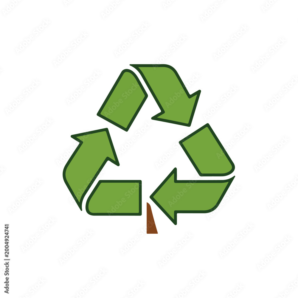 Fototapeta premium Recycle Symbol Logo Green Arrows on White Background
