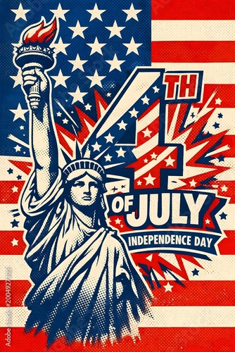 Fourth of july celebration statue of liberty and fireworks display