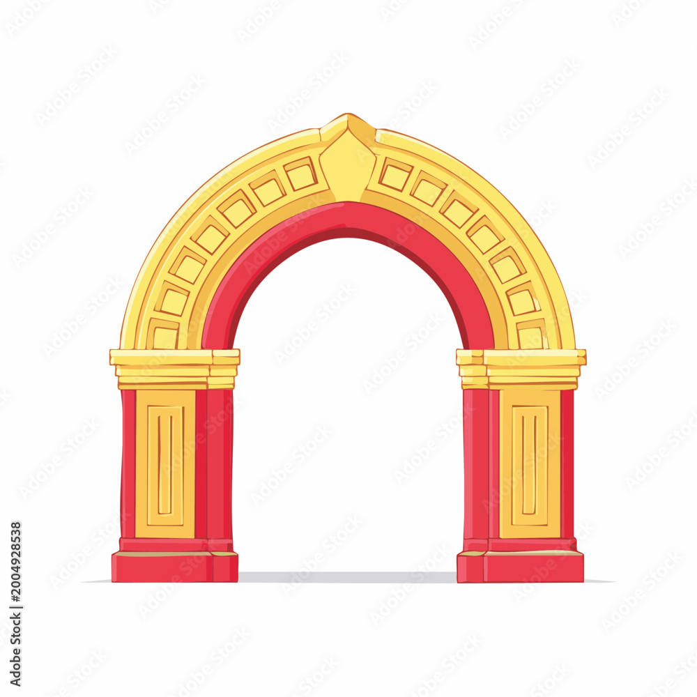 Fototapeta premium Ornate Archway with Red and Gold Design