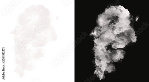 Billede på lærred Soft white smoke cloud rising vertically in a textured ethereal stream isolated