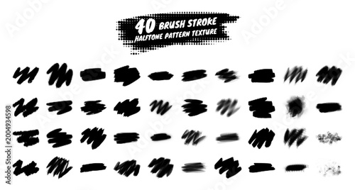 Tableau sur toile This extensive compilation features a wide assortment of black halftone brush strokes and dynamic abstract marks, perfect for adding texture and artistic flair to any project