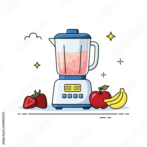 Blender Kitchen Appliance Isolated on White Background. Modern device concept ideal for product advertising, e-commerce, packaging design, website banner, and household appliance illustration.