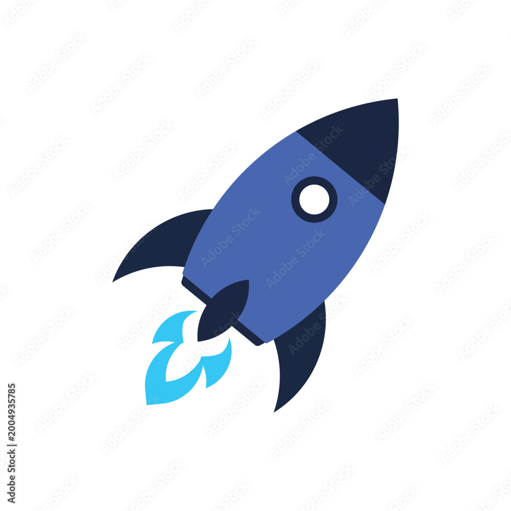 Fototapeta premium Rocket Ship Launch Icon for Business Startup and Success