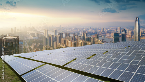 Photography Urban Rooftop Solar Power Station Promoting Green Energy