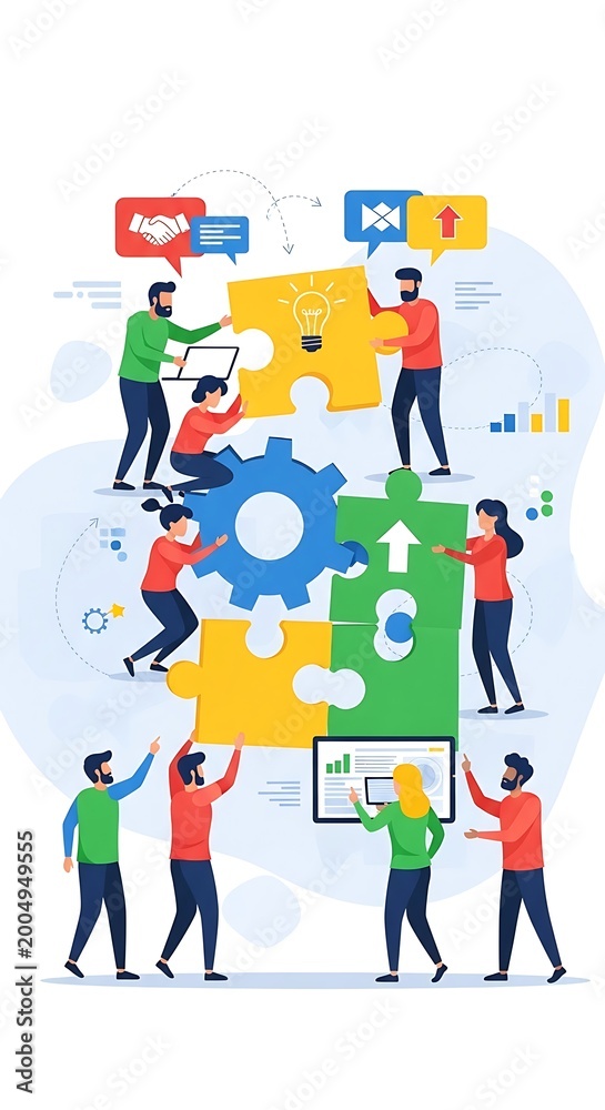Fototapeta premium Teamwork Collaboration Puzzle Business Concept.