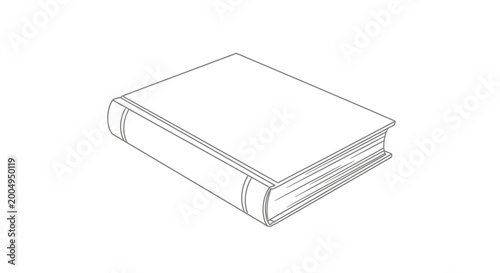 Tableau sur toile Simple outline drawing of a closed hardcover book on a white background