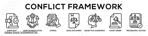 Conflict Framework web banner icon illustration concept