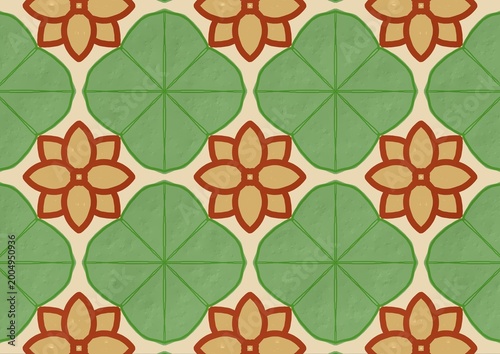 Abstract floral Leaf Geometric Retro Cement Texture Background