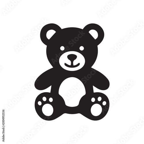 Cute teddy bear toy silhouette icon on white background