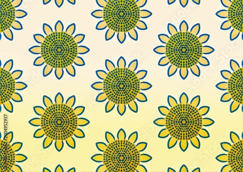 Yellow Sunflower Hand Draw Spring Background