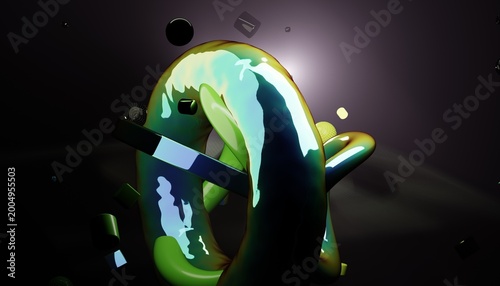 Bild auf Leinwand Ceramic and Glass Objects in Dramatic Lime Light