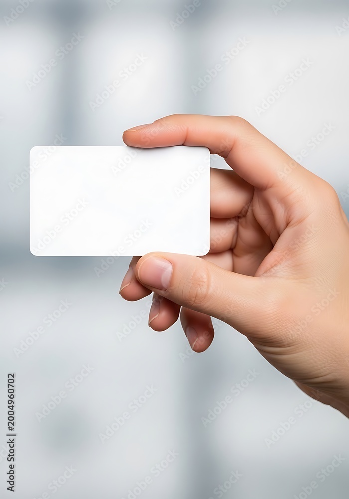 Obraz premium Person Holding a Blank White Business Card Mockup