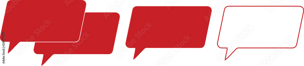 Fototapeta premium Four red and one outlined red speech bubbles