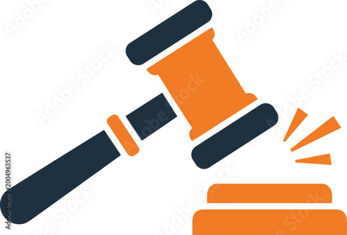Gavel and sounding block on gray checkered background vector illustration.