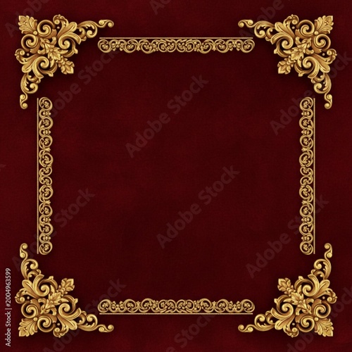 Golden ornate borders on white background. Decorative corner elements with swirls and leaves. Elegant framing for invitations, certificates or cards. Ornate Elegant Eastern Ornamental Design Elements
