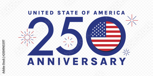 USA Independence 250th Anniversary Banner with Typography Patriotic Graphics and Festive Design