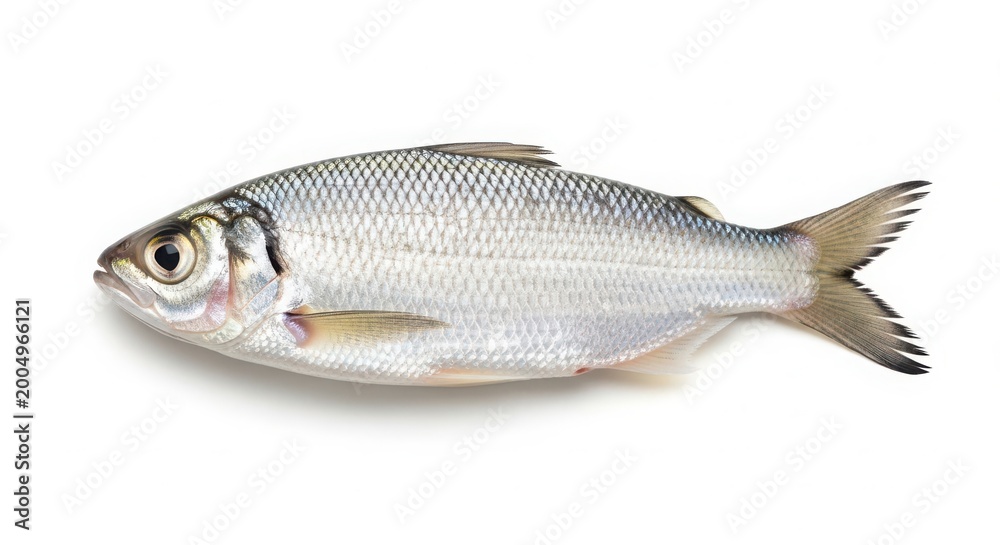 Fototapeta premium fresh raw silver herring fish isolated on white background close-up