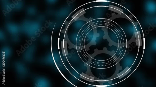 Digital infographic interface displaying the word DIGITAL STATUS surrounded by business and finance on a dark technological background with network lines 4k video
