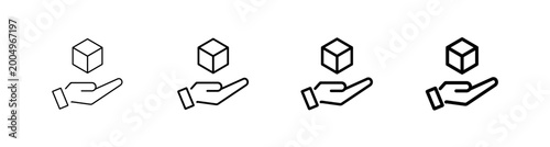 Tableau sur toile Ownership Hand and Asset Management Line Art Icon Vector Illustration Editable