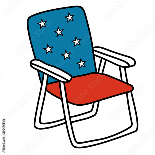Comfortable folding beach chair with patriotic star pattern seat back