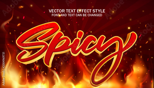 Tablou pe pânză spicy taste hot burning fire typography editable text effect font style template