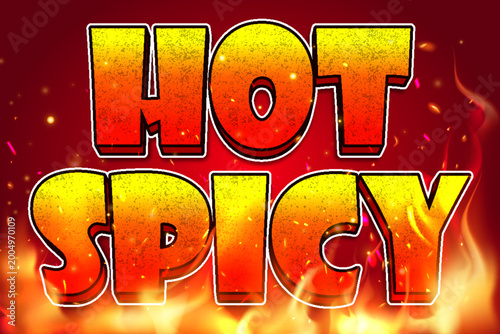 hot and spicy burning fire flame typography editable text effect font style template background design