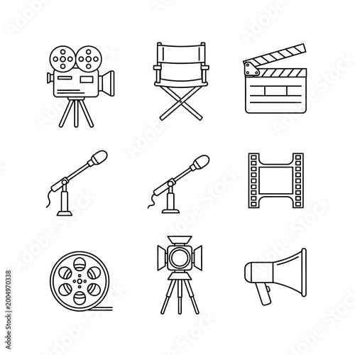 Film and movie icons isolated on a white background vector design elements