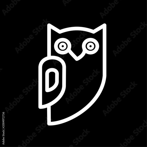 Owl bird icon. Vector graphic, not Artificial Intelligence, logo illustration. Replaceable vector design.