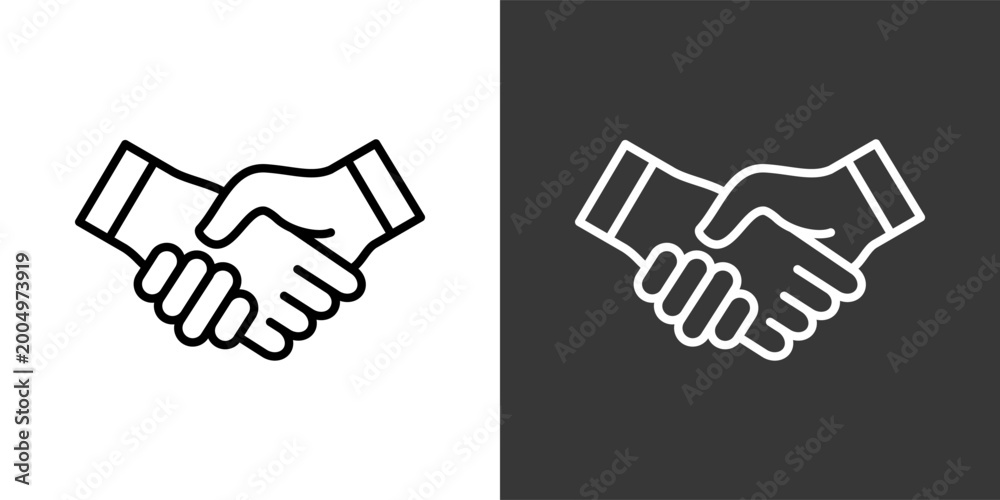 Fototapeta premium Handshake Black And White Icon Set Collection Pack Vector Illustration