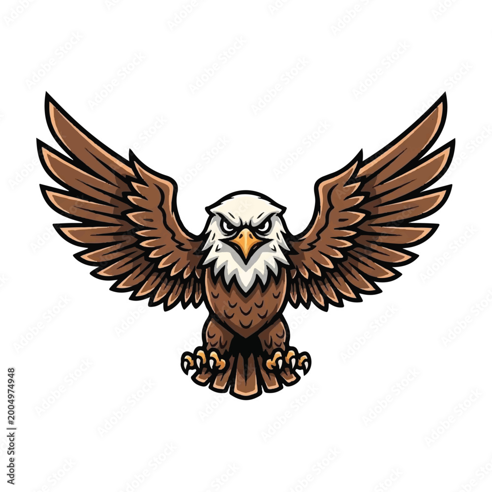 Fototapeta premium American Bald Eagle Cartoon Illustration.