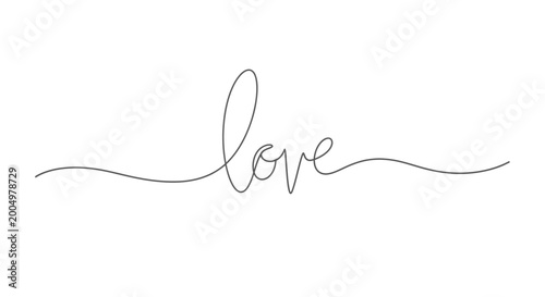 Foto Handwritten love word in cursive.
