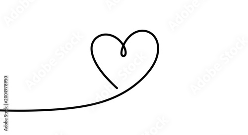 Bild auf Leinwand Heart Shape Simple Line Drawing.