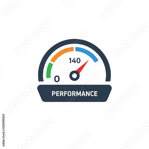 Performance speedometer gauge icon graphic.