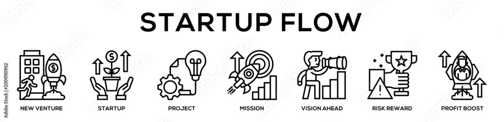 Fototapeta premium Startup Flow web banner icon illustration concept