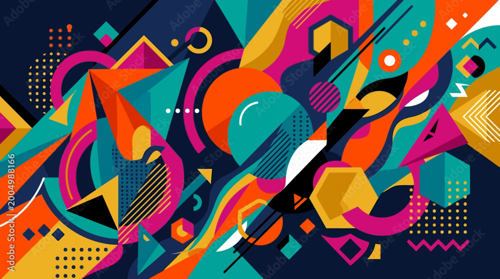 Fototapeta premium Vibrant abstract geometric shapes colorful background design