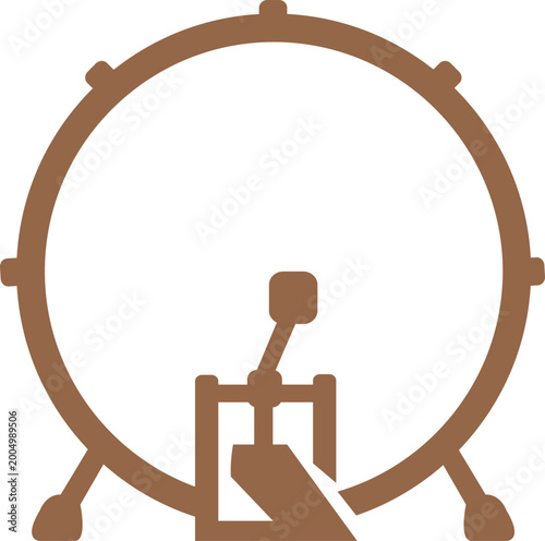 Tableau sur toile Brown Bass Drum with Pedal for Music and Percussion