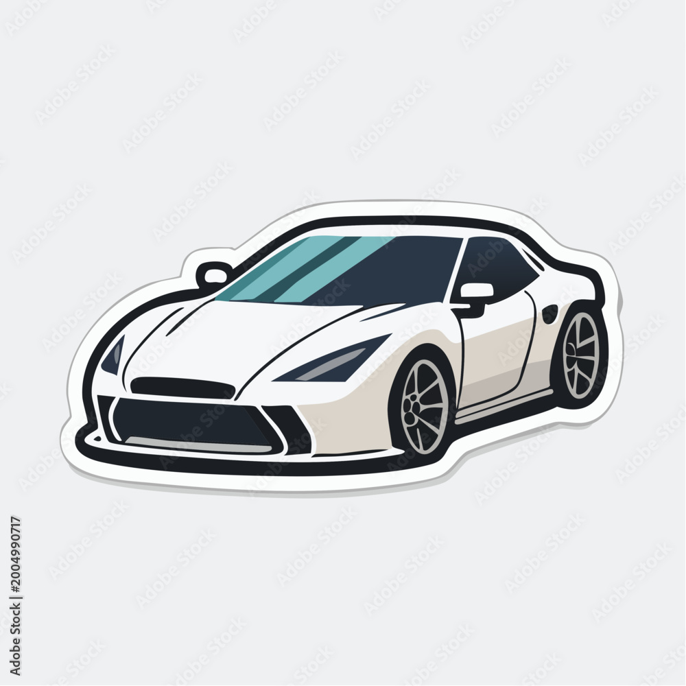 Fototapeta premium White Sports Car Illustration