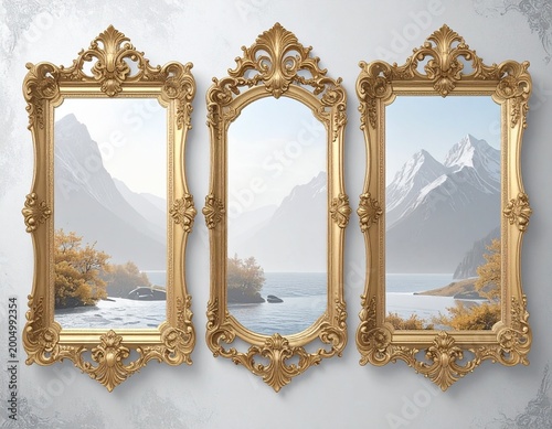 isolated golden antique luxury frame