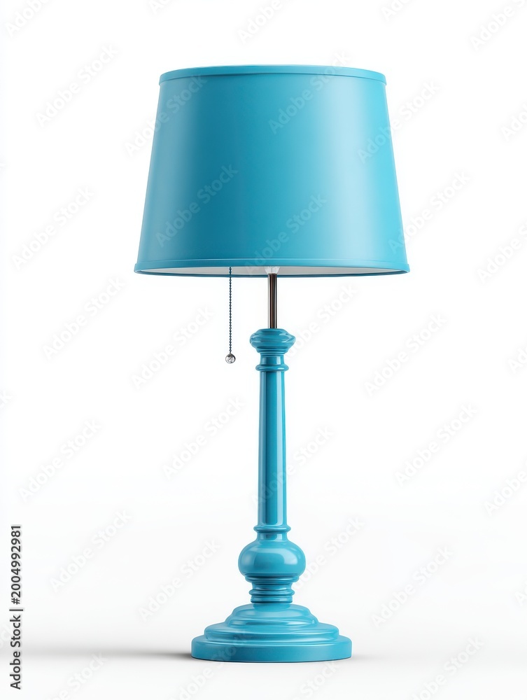 Fototapeta premium Turquoise Desk Lamp With White Background And Elegant Base Detailed Interior Lighting Accessory