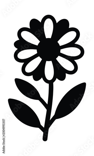 Floral Silhouette Vector Illustration with Multiple Blossoms Minimal Botanical Black Plant Design for Decorative Patterns Logos and Nature Inspired Artwork