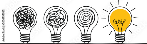Fotografía Continuous line drawing of light bulb ideas