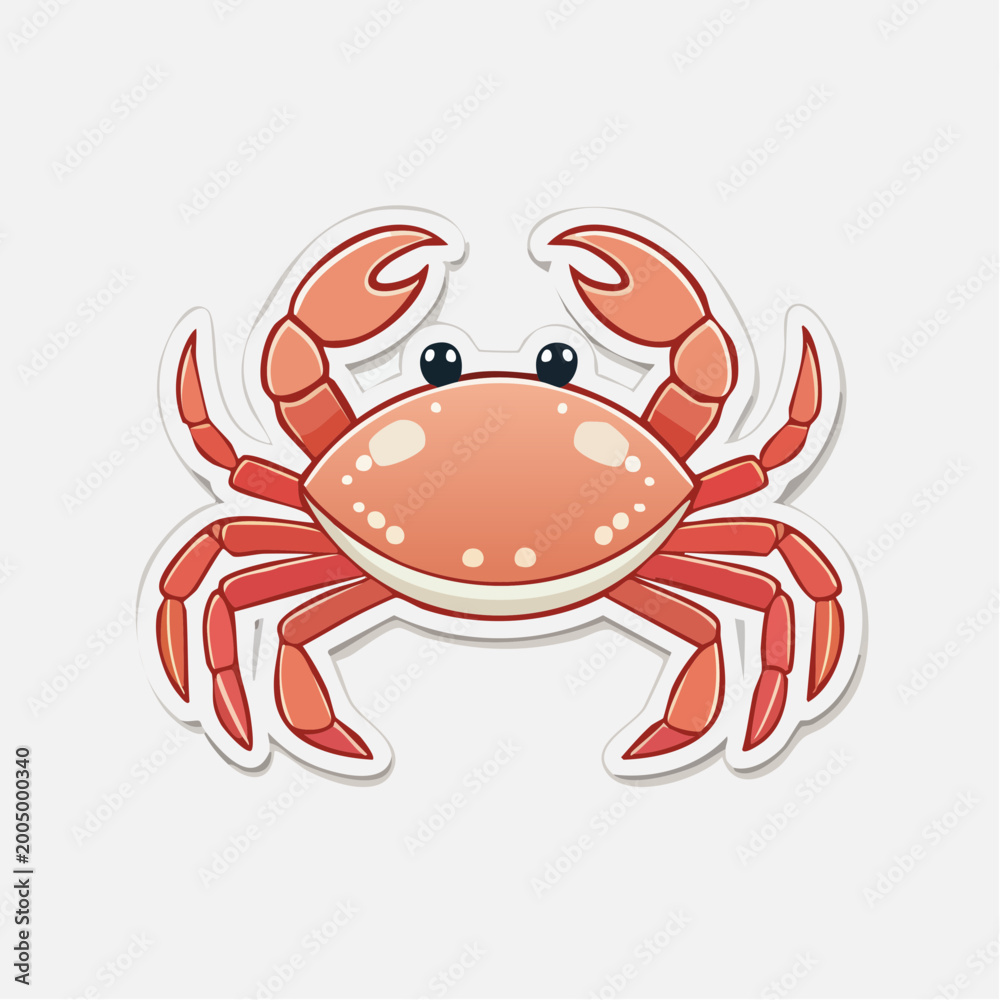 Fototapeta premium Cute Cartoon Crab Sticker