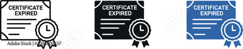 Fotografía Certificate Expired Icon Set – Vector Symbols for Expiration, Deadline, and Docu