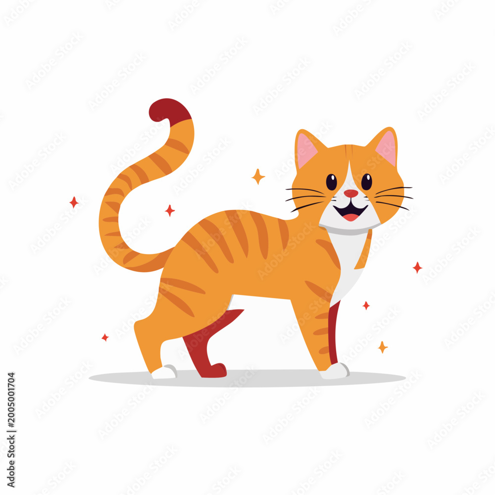 Obraz premium Cute Orange Tabby Cat Illustration