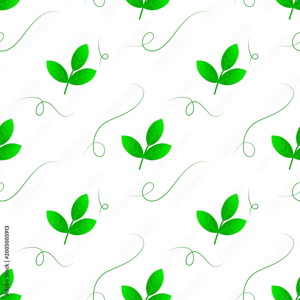 Obraz premium Seamless Green Leaf Pattern Background. Botanical Leaves Repeating Pattern Design. Natural Foliage Seamless Background Texture