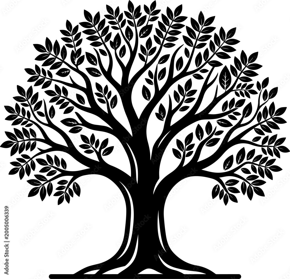 Obraz premium Ash tree silhouette vector illustration