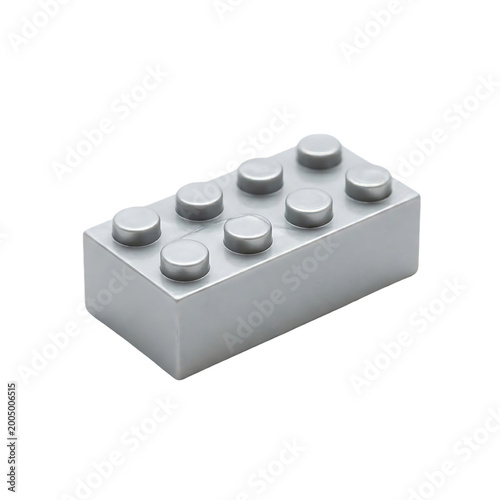 A Unique White Plastic Building Block Toy Brick Isolated on White Background