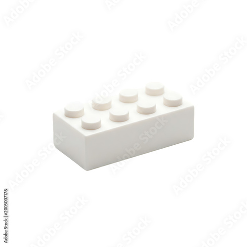 A Unique White Plastic Building Block Toy Brick Isolated on White Background